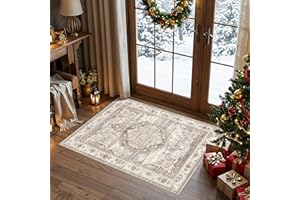 HY HAO YUN LAI Washable 2x3 Entrance Area Rugs: Indoor Non-Slip Bathroom Mat Soft Stain Resistant Table Runners for Kitchen Laundry Dining Room Vintage Carpet for Entryway Foyer (Beige,2x3)