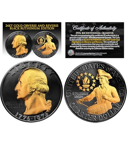 Amazon.com: 24K Gold Plated 2-Sided 1976 Bicentennial Quarter with