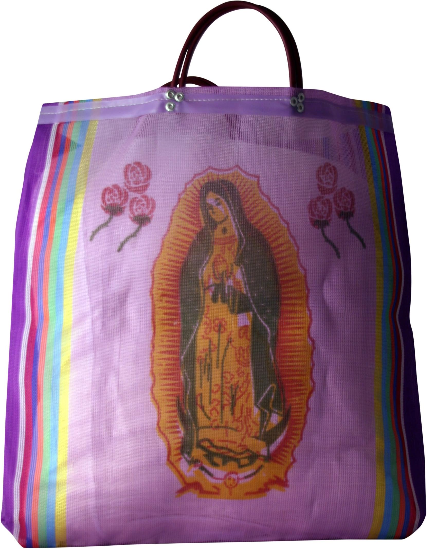 Virgin of Guadalupe Mexican Mesh Market Bag (Purple)