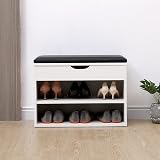 AVC Designs 60cm White Wooden Shoe Bench Storage Cabinet Organiser Seating view 5