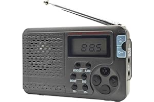 FEZEQIN SY-7700 Radio AM FM Shortwave Bands Portable Radio Battery Operated/AC Powered Build-in Speaker and Earphone Jack Small Digital Radio with Time Setting Sleeping Timer Alarm Clock Radio(Gray)