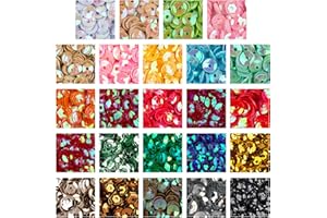 Crafare 4mm Loose Cup Sequins 24Colors 22000PCS Rainbow Sequin Bulk Iridescent Spangles Craft for Home Holiday DIY Arts Crafts