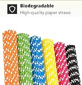 H&S Biodegradable Paper Straws 120pc Colorful Recyclable Party Set view 2