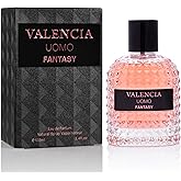 Valencia UOMO Fantasy Men EDP - Spicy & Woody Fragrance - Top Notes of Sweet Red Apple, Cardamom & Calabrian Bergamot - Base Scent of Warm Tobacco Leaf, Patchouli & Vetiver - Elegant 100ml Bottle