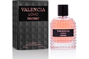 NOVOGLOW Valencia UOMO Fantasy Men EDP - Spicy & Woody Fragrance - Top Notes of Sweet Red Apple, Cardamom & Calabrian Bergamot - Base Scent of Warm Tobacco Leaf, Patchouli & Vetiver - Elegant 100ml Bottle