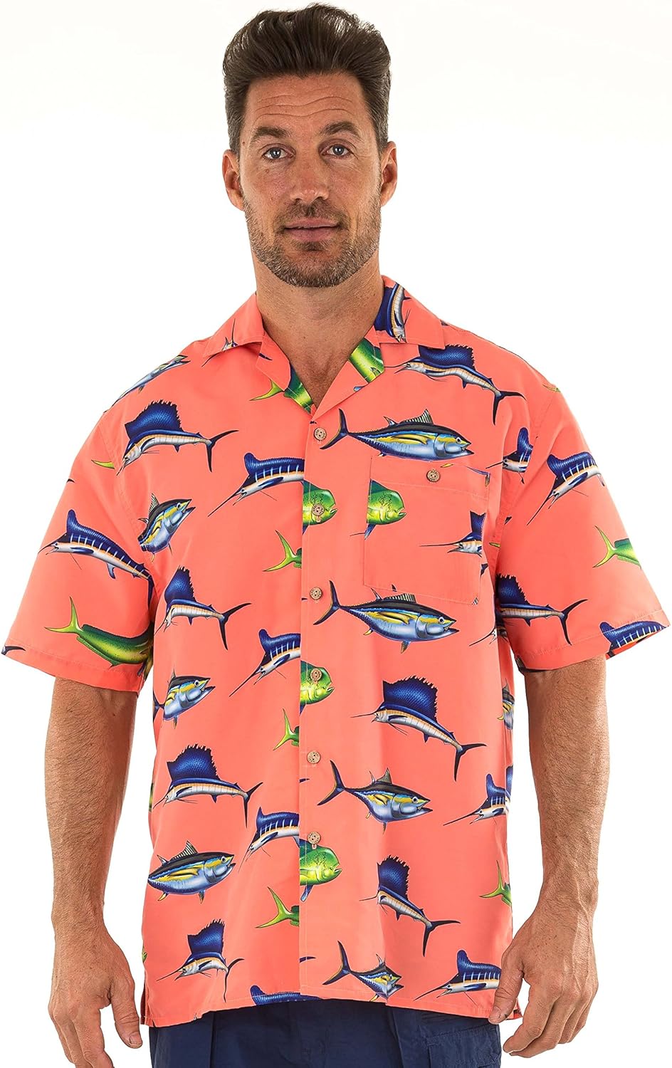 UZZI Men's Swordfish Hawaiian Shirt at Amazon Men’s Clothing store