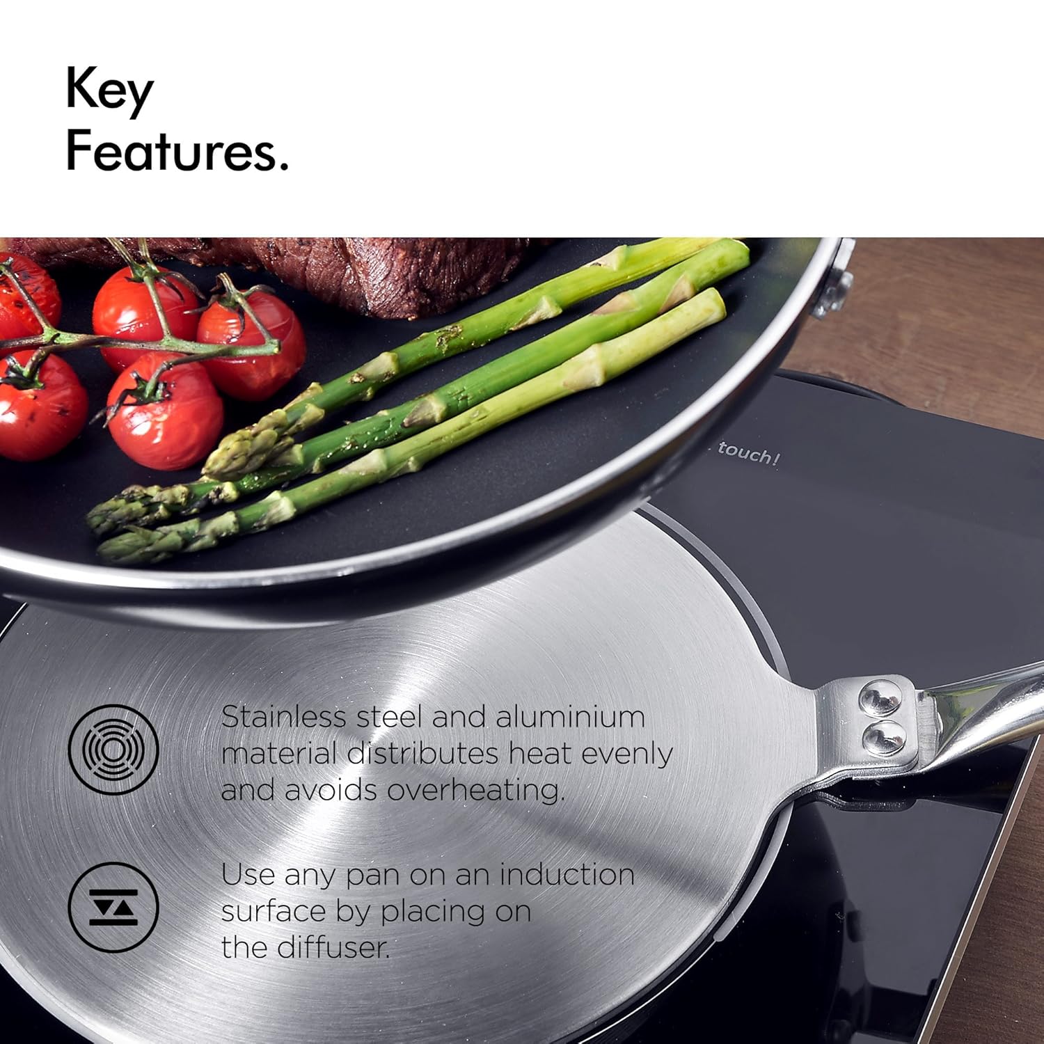 Stainless Steel Induction and Gas Stovetop Hob Heat Diffuser Ring Plate