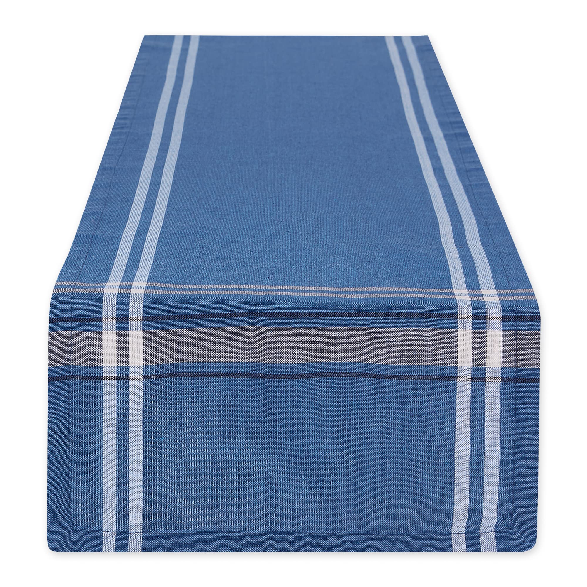 DII French Stripe Dining Table Collection Farmhouse Style Table Runner, 14x108 Inches, Blue Chambray