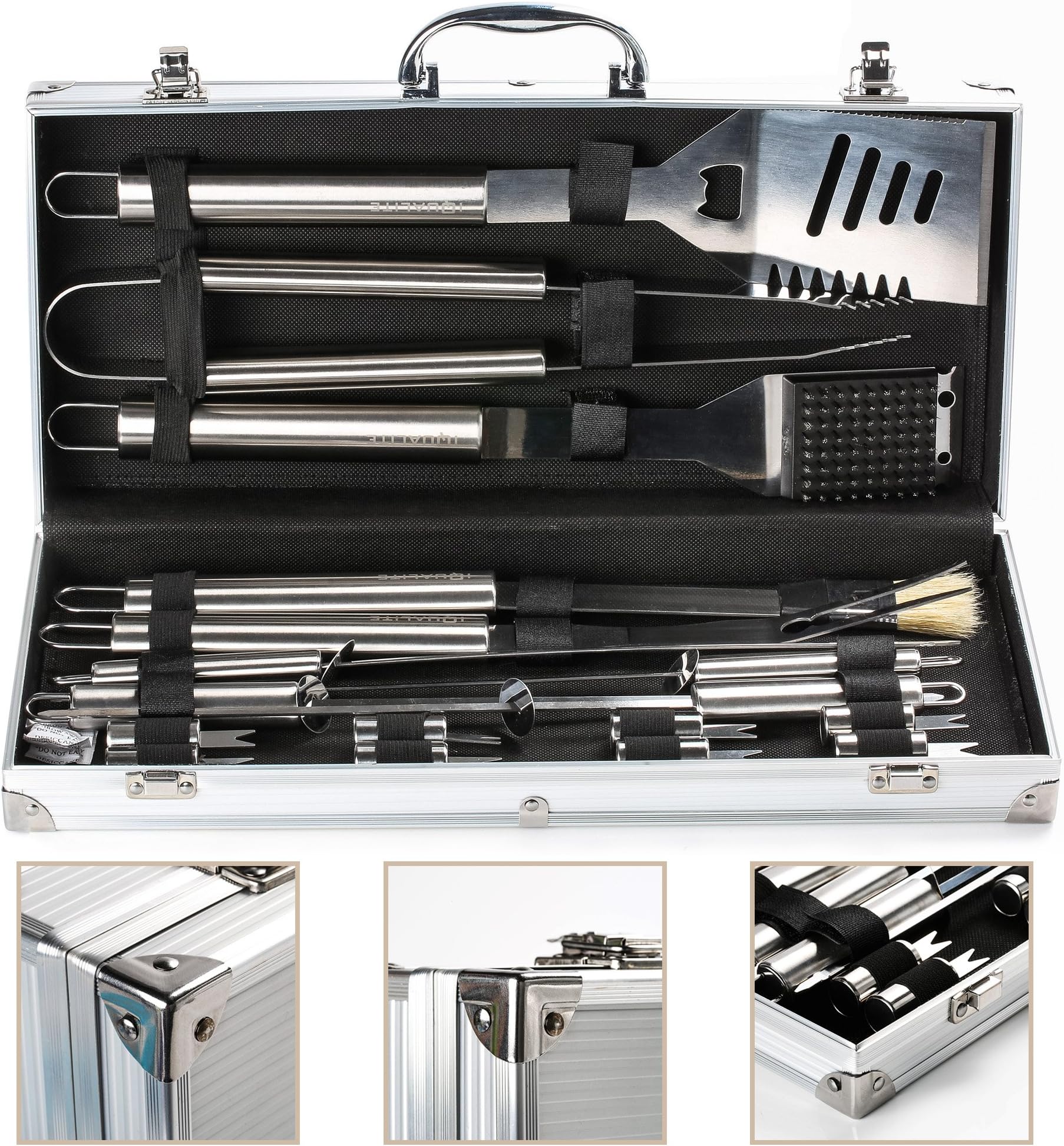 IBUYTOP BBQ Grill Tool Set Barbecue Grill Utensils Outdoor Grill Stainless Steel Accessories Grilling Tool Kit in Carrying Bag (17-Piece)