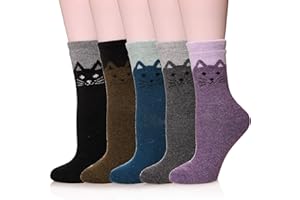 Velice Wool Socks for Women Merino Wool Boot Hiking Thick Thermal Warm Winter Crew Cushion Cozy Work Socks 5 Pairs