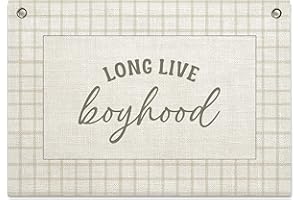 RBAFAO Long Live Boyhood Banner – Boy Room Decor Linen Banner Hanging Flag Retro Pink for Nursery Playroom Wall Art Decor for Kids Bedroom Dorm Toddler Decorations (Green Plaid1)