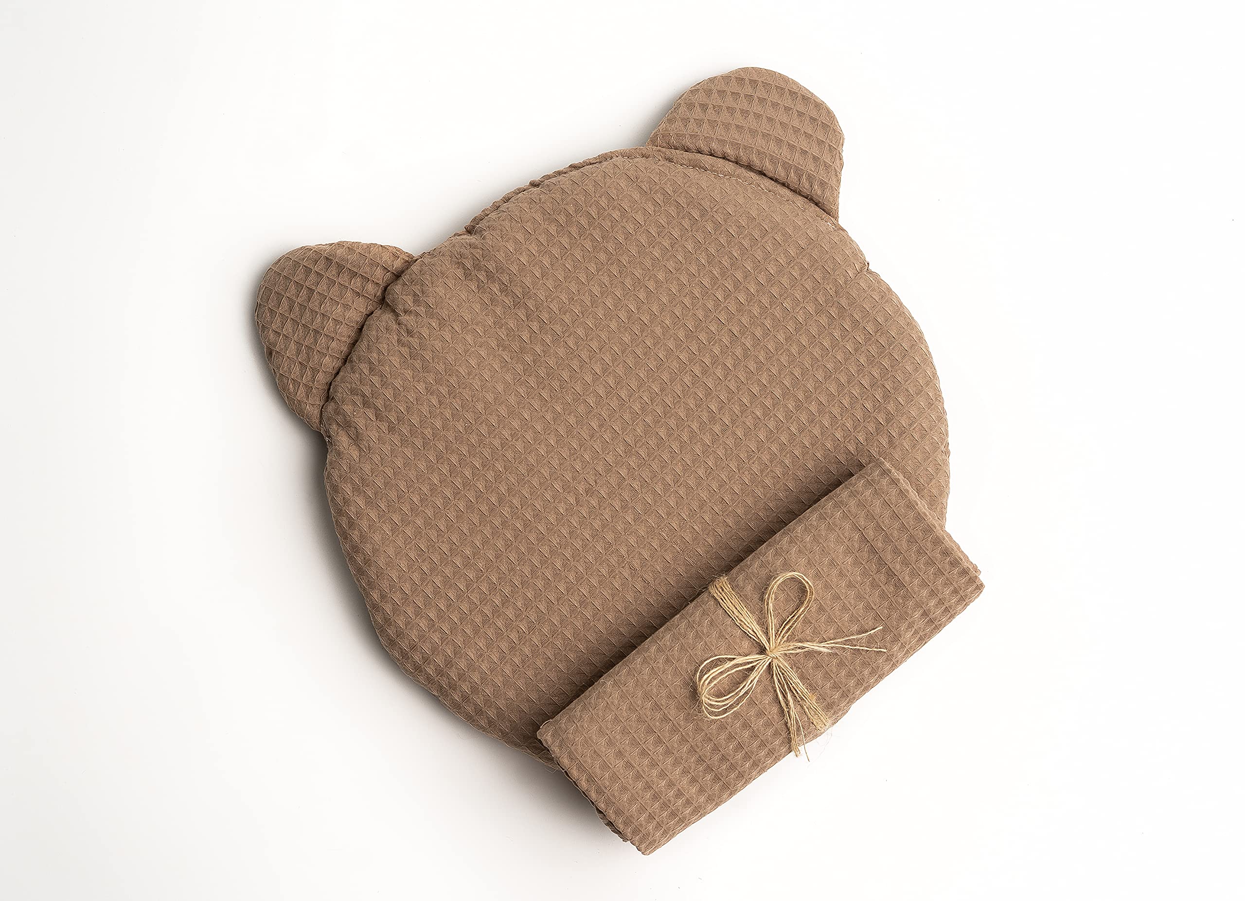 Frivolity Cotton Baby Blanket With a Teddy Bear Pillow, brown