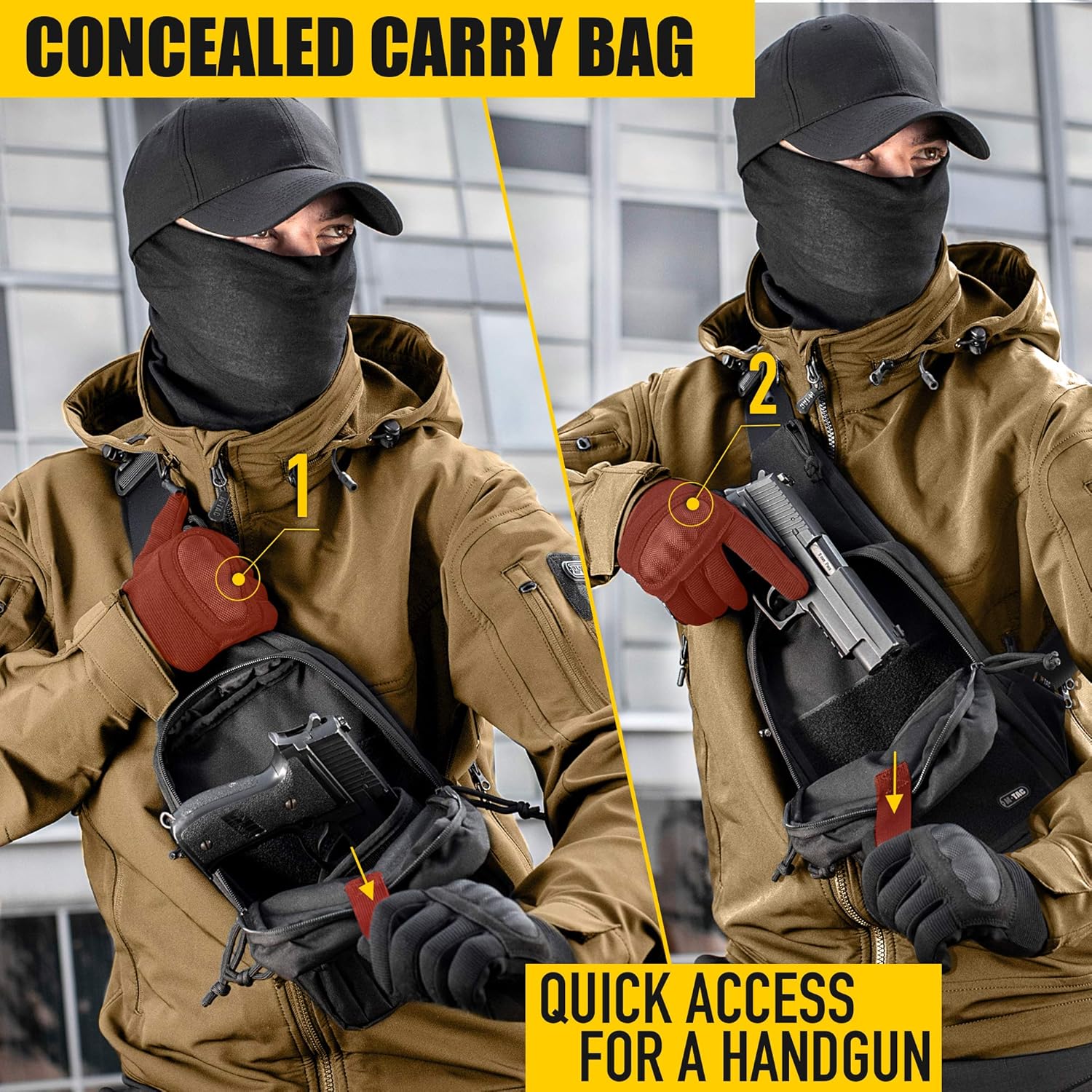 M-Tac Tactical Bag Shoulder Chest Pack with Sling for Concealed Carry of Handgun (Black) : Sports & Outdoors