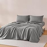 Amazon Basics Cationic Microfiber 4-Piece Sheet Set, Wrinkle Free and Easy Fit, 1 Flat Sheet, 1 Fitted Sheet and 2 Pillowcases, Queen, Grey