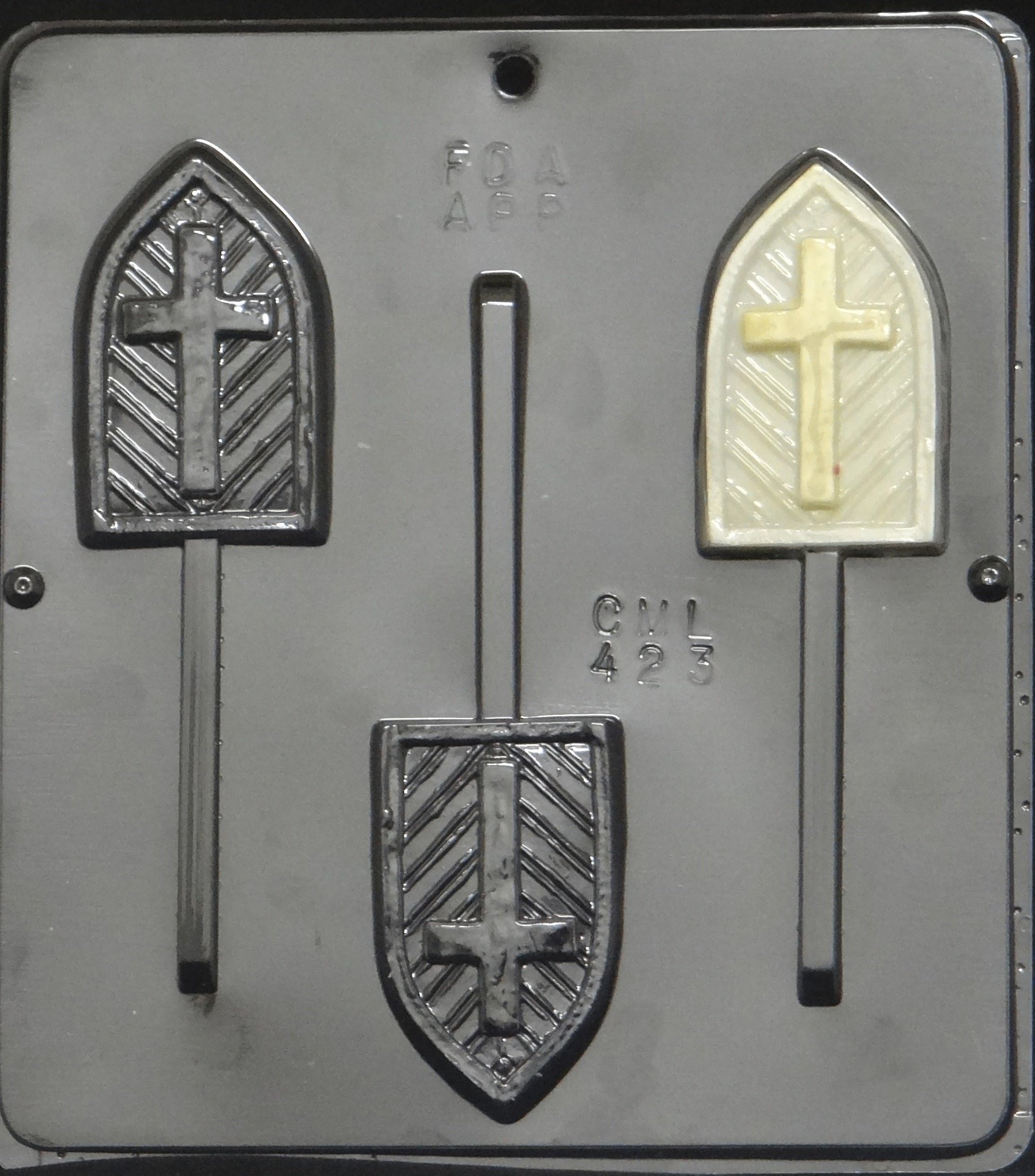 Cross on Window Lollipop Chocolate Candy Mold Religious 423