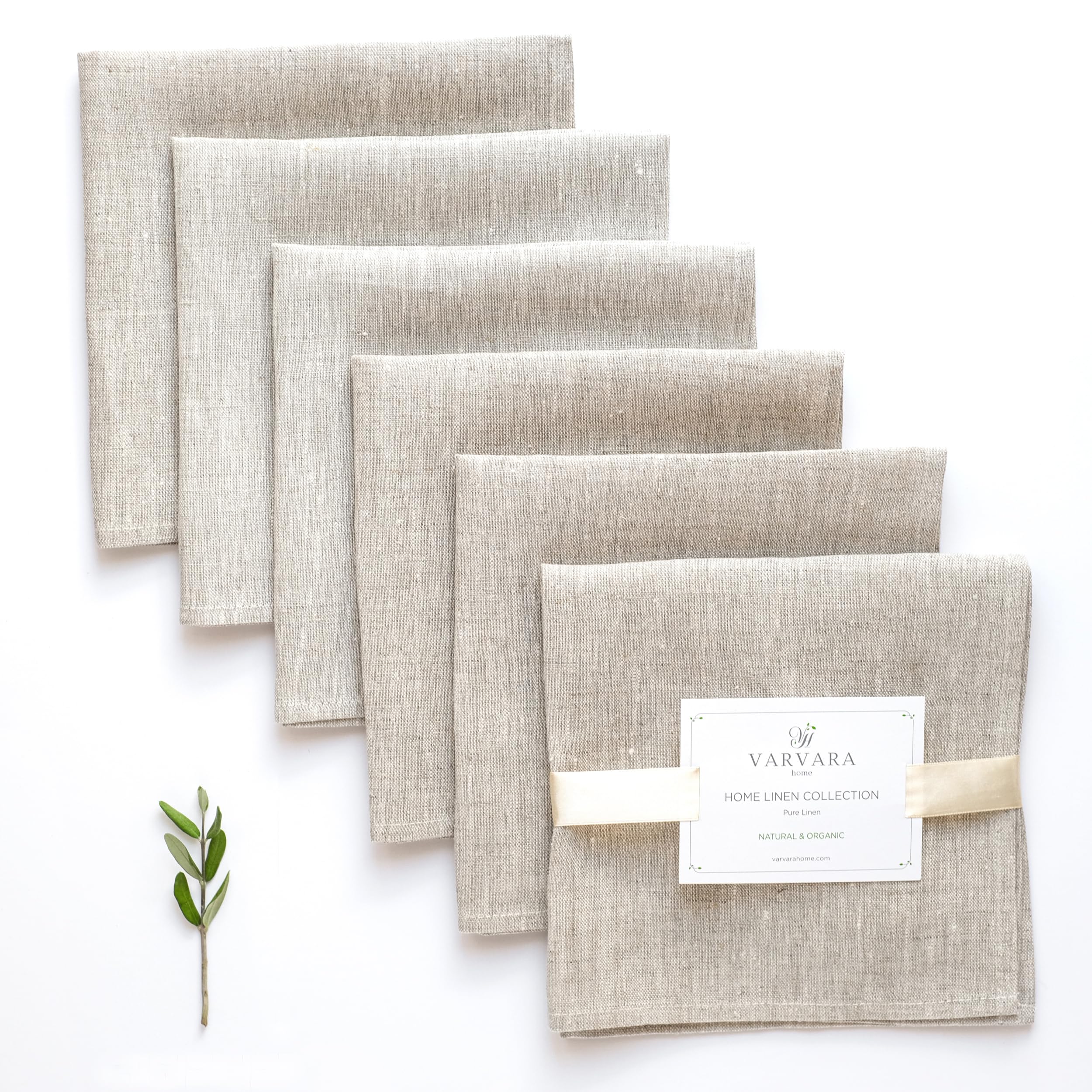 Varvara Home 6 Linen Napkins - 6 Fabric Napkins Linen Napkins - Linen Napkins Natural - Linen Napkins Beige Pack of 6 45 x 45 cm