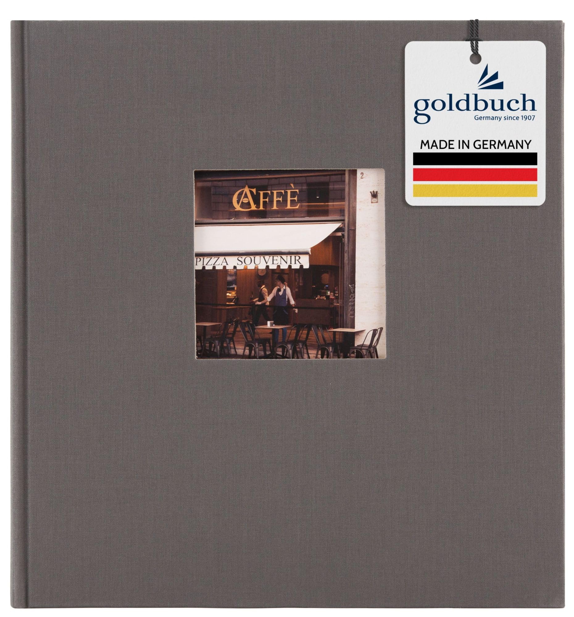 goldbuch Bella Vista 27 945 Photo Album with Picture Cut-Out Grey, Memory Album in Format 30 x 31 cm, Photo Album 60 Black Pages with Glassine Dividers, Photo Book with Linen Cover, Anthracite