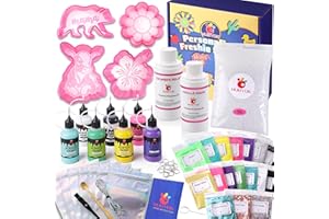 MUBYOK Car Freshies Supplies Starter Crafting Kit,DIY Freshie Making kit with 1LB Unscented Aroma Beads,4 oz Fragrance Oil,Freshies Silicone Molds，Acrylic Paint,Mica Powder,Glitter（Make 6 freshie）