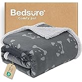 Bedsure Waterproof Dog Blankets for Large Dogs - Soft Print Sherpa Fleece Pet Cat Blanket Washable for Couch Bed Protection, Cozy Plush Reversible Throw Furniture Protector, 50"x60", Smokey Grey