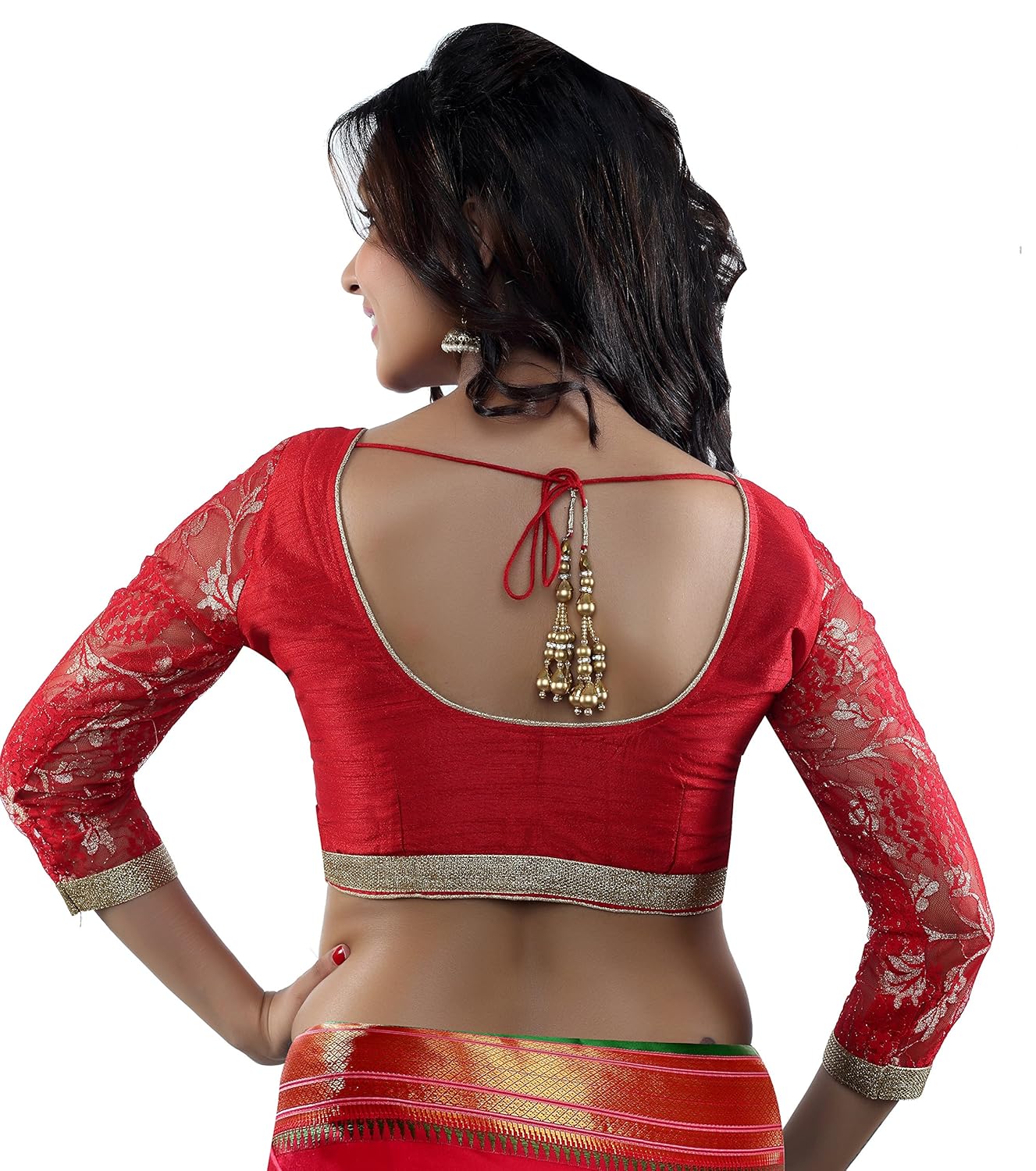 studio shringaar round neck solid cotton maroon stylish blouse