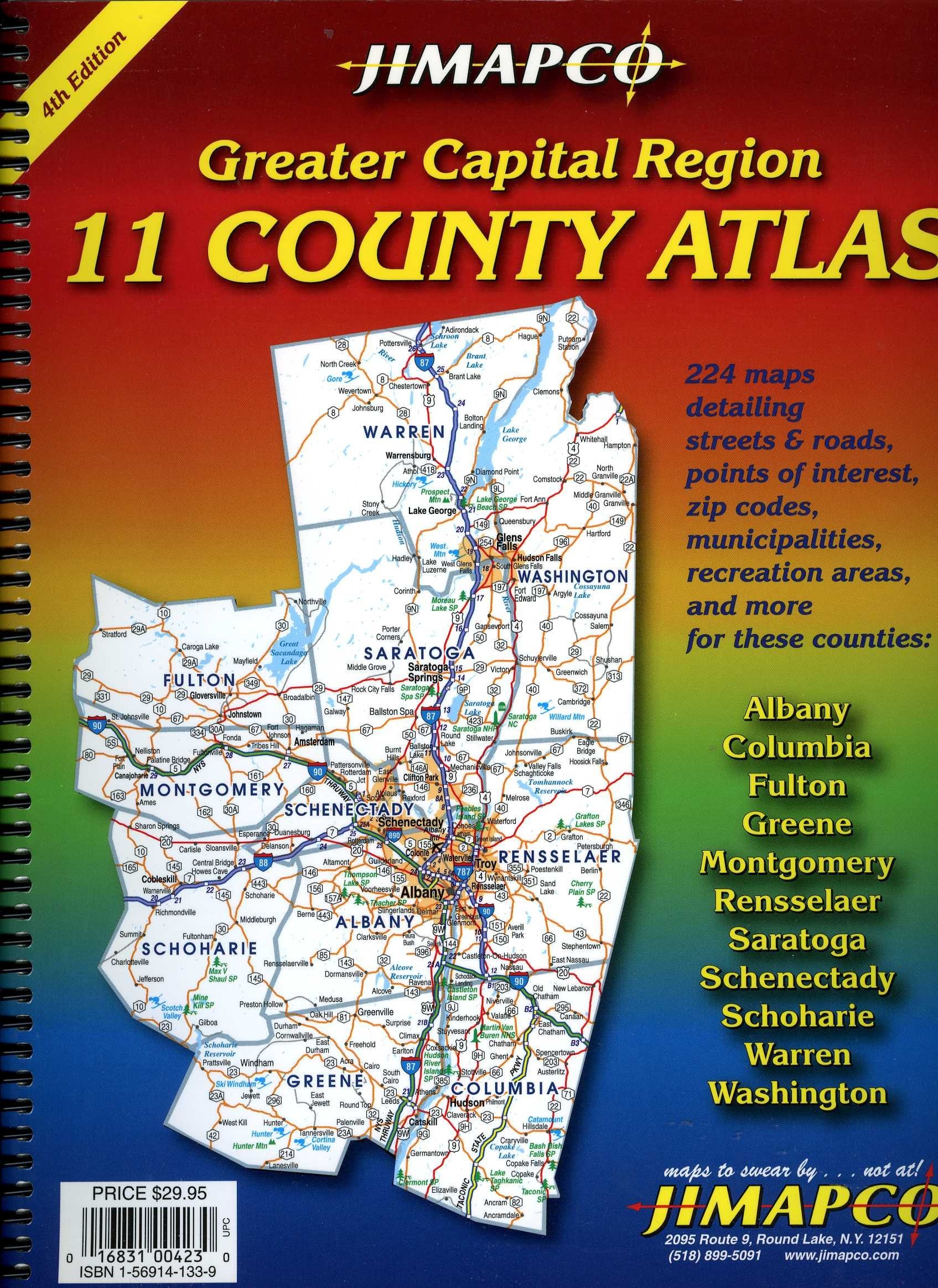 Capital Region Ny Map New York State Greater Capital Region 11 County Street Atlas: Albany,  Columbia, Fulton, Greene, Montgomery, Rensselaer, Saratoga, Schenectady,  Schoharie, Warren & Washington Counties: Jimapco Inc: 9781569141335: Books  - Amazon