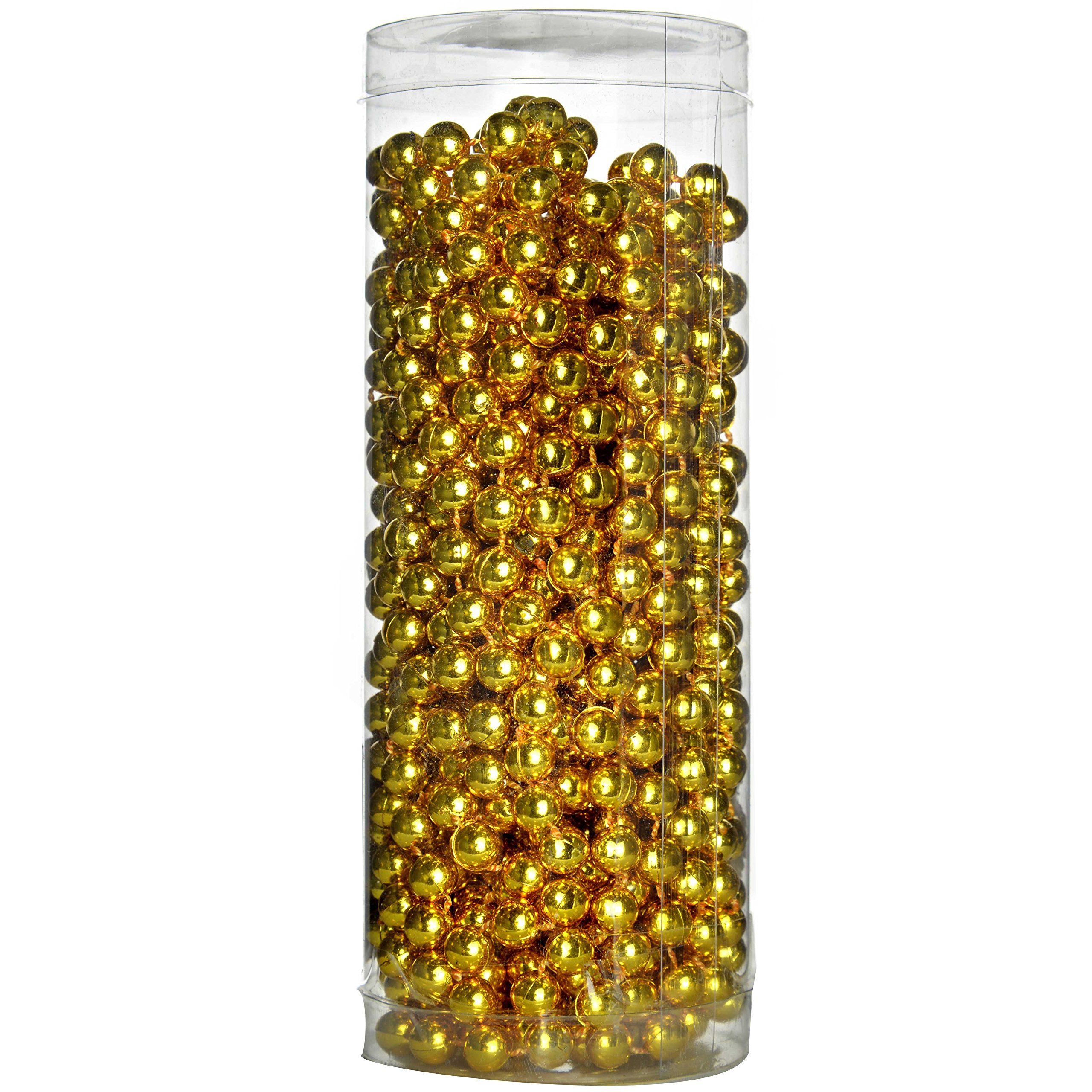WeRChristmas Plastic Shiny Bead Chain Christmas Tree Decoration - 7.2 m, Gold