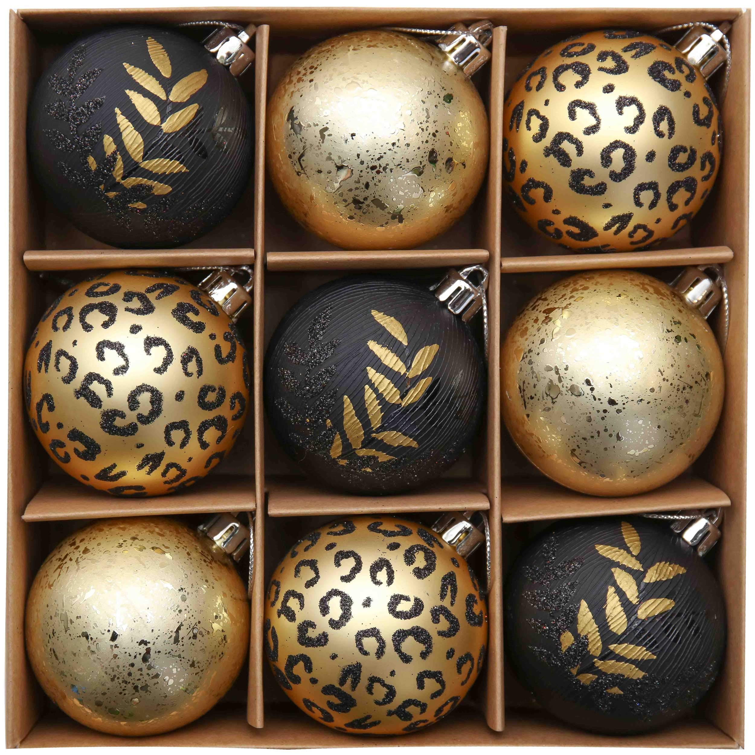 Valery Madelyn Christmas Baubles,9pcs 6cm Black and Gold Christmas Ball Ornaments for Tree Decorations — image 1