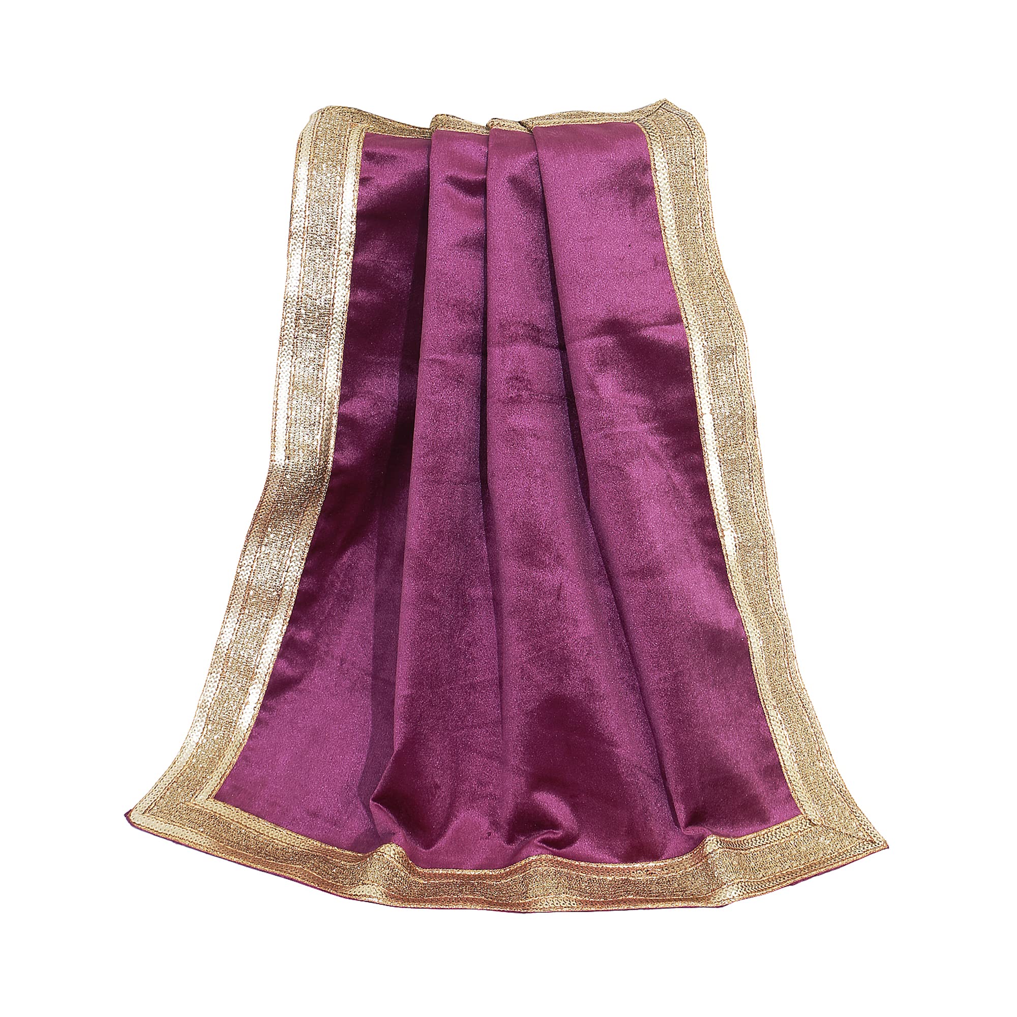 Indian Consigners Solid Pink/Purple Velvet Cloth With Golden Shinny Border, Multipurpose cloth for Gift, Occasion, Anniversery Glitter Party TableCloth