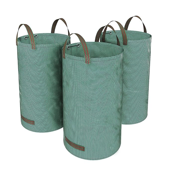 SONGMICS 3er Set Gartensack 120L Gartenabfallsack, Abfallsack für Gartenabfälle, faltbar, Grün GTS120L