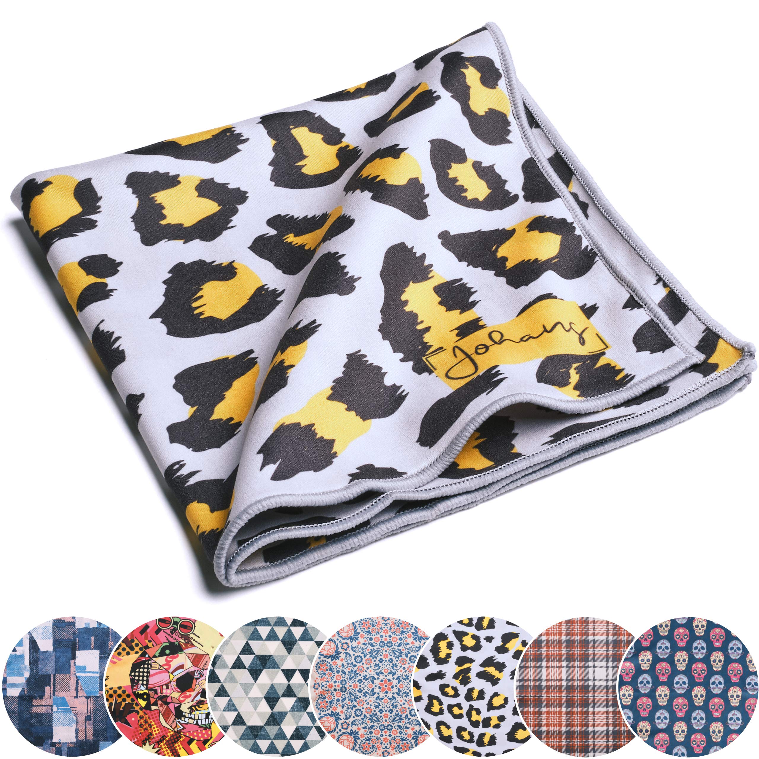 Johans® XXL Microfibre Cloth for Cleaning Smartphone, Tablet, Glasses, Display, Camera, Display Cloth, Glasses Cleaning Cloth, Optical Quality in 30 x 30 cm (Leopard)