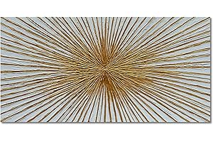 NANKAI hand-painted modern abstract wall art oil paintings, 24x48 inch gold texture paintings, large home bedroom living room corridor wall decorative art works