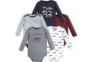 Hudson Baby baby-boys Cotton Long-sleeve Bodysuits 5-pack