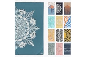 FESHKA Sand Free Turkish Beach Towel (37 x 67) Quick Dry Bath Towel, Oversized Beach Blanket, Lightweight for Travel - Made with 100% Organic Turkish Cotton - Frozen (Teal)