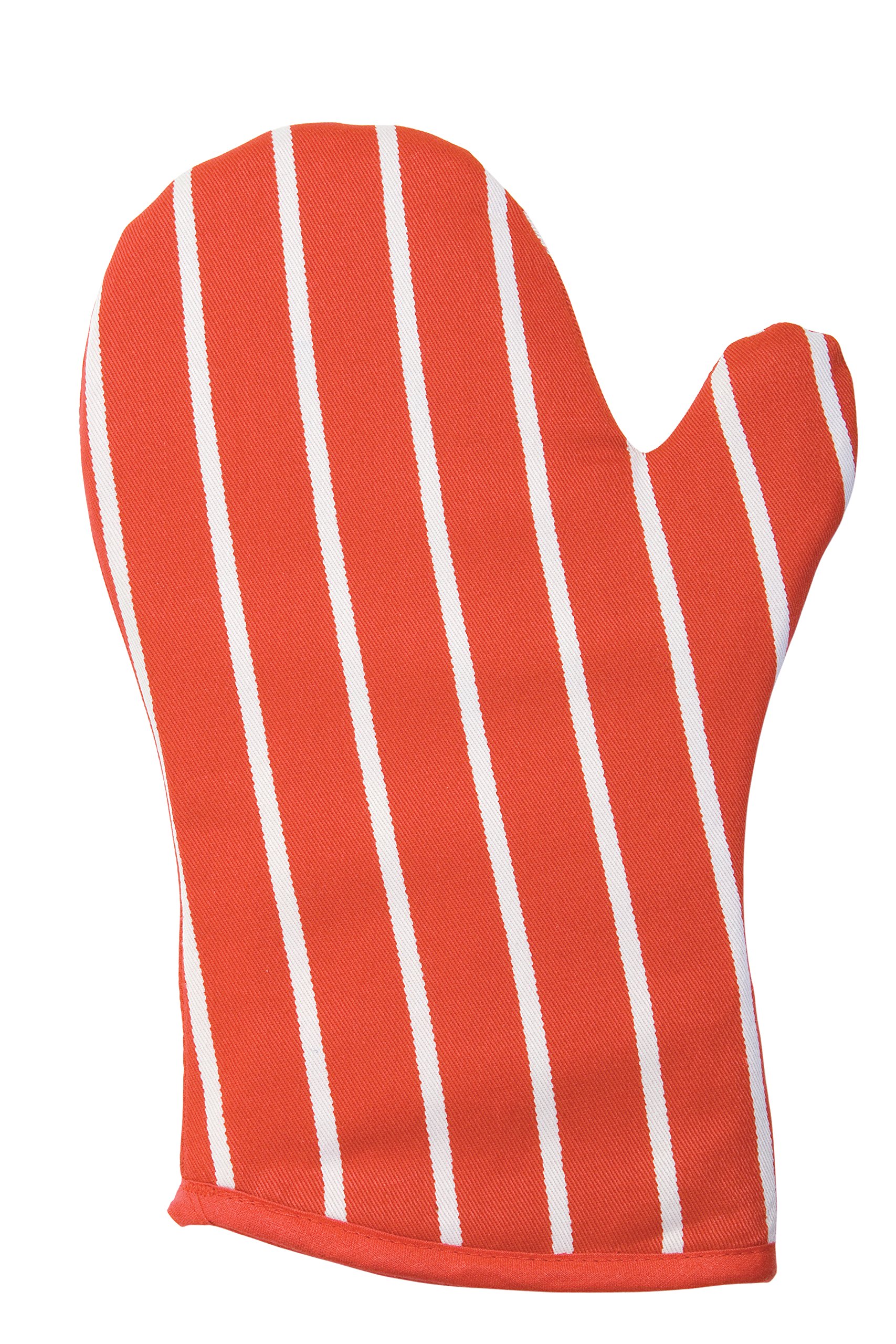 Classic Butcher's Stripe 100 Percent Cotton Oven Gauntlet, Red