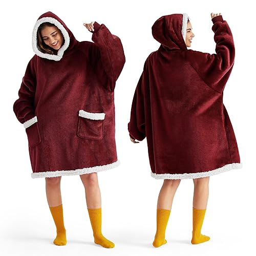 Bedsure Blanket Hoodie, Wearable Blanket for Adult Kids as Gifts
