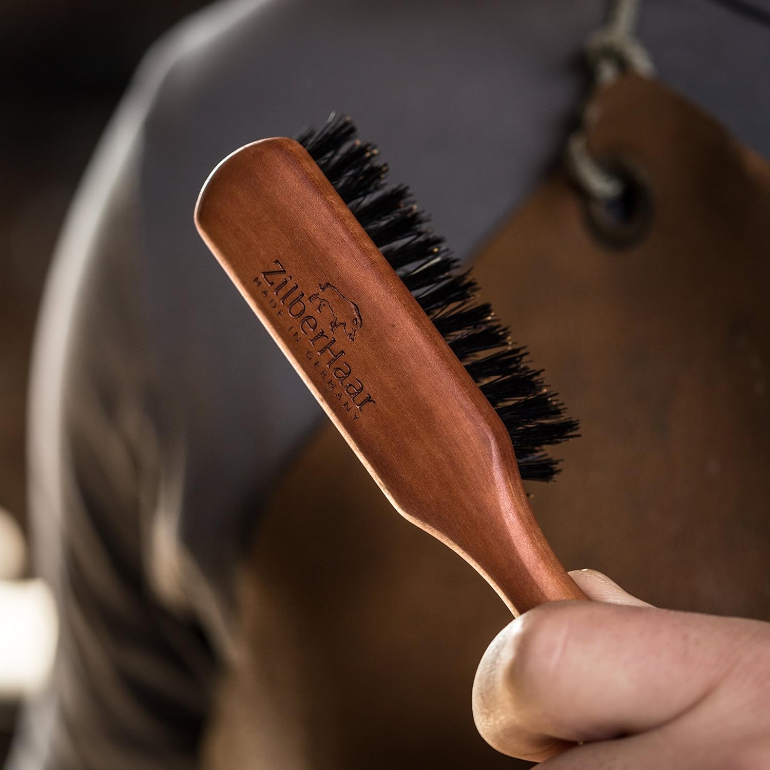 ZilberHaar Beard Brush Pure Boar Bristles Natural Firm Hog Hair and Pearwood Works with All Beard Balms and Beard Oils Exfoliates Skin Helps Softening and Conditioning Itchy Beards Great for Travel - Image 5