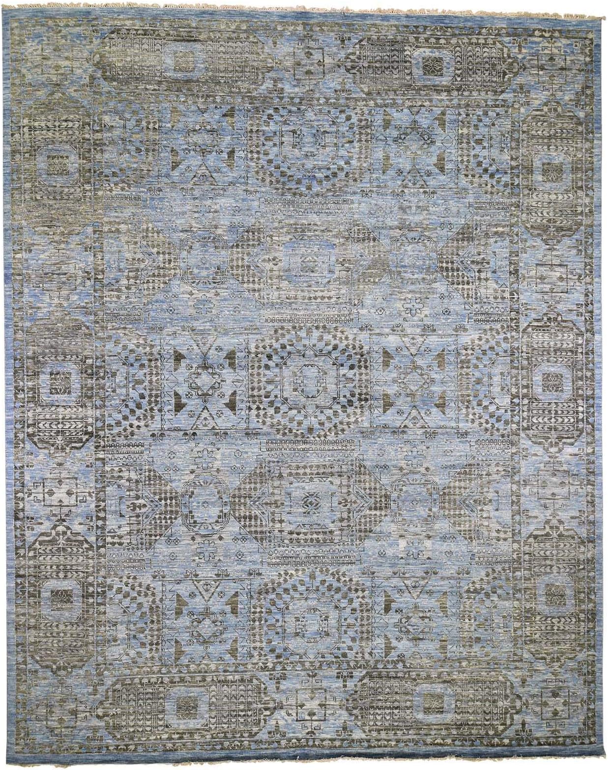 Shahbanu Rugs Oversized Blue Veg Dyes Hand Spun New Zealand Wool Oriental Rug (12'2"x15'3")