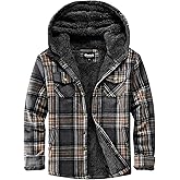 Elesuit Women's Fleece Flannel Jacket Plaid Sherpa Lined Jacket Long Sleeve Button Down Hooded Jackets for Women