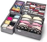 Craxter Underwear Drawer Organiser Divider Set of 4 Grey view 1