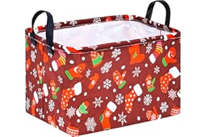 MAIZMZ Christmas Basket for Kids Gifts Snowman Storage Baskets Collapsible Nursery Hamper Waterproof Clothes Toy Bin Book Shelf Gift Basket Cube Xmas Party Decor