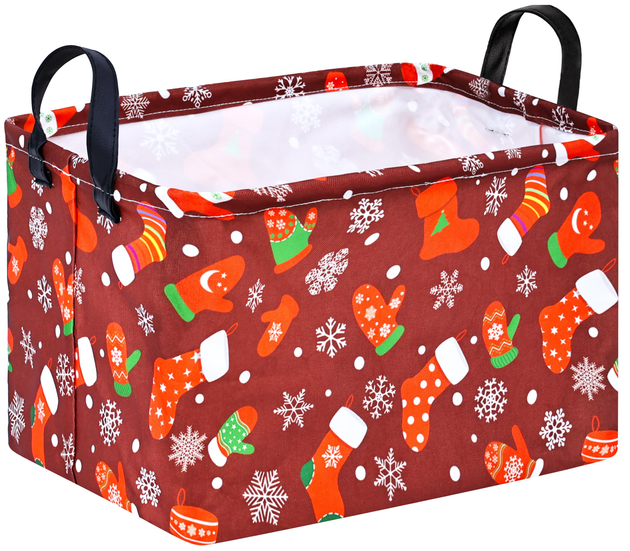 MAIZMZ Christmas Basket for Kids Gifts Snowman Storage Baskets Collapsible Nursery Hamper Waterproof Clothes Toy Bin Book Shelf Gift Basket Cube Xmas Party Decor