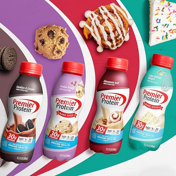 PREMIER PROTEIN SHAKE, COOKIE DOUGH, 30G PROTEIN, 1G SUGAR, 24 VITAMINS & MINERALS, NUTRIENTS TO SUPPORT IMMUNE HEALTH 11.5 FL OZ