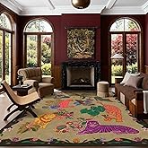 Kokia Area Rugs 9x12 for Living Room, Aesthetic Neutral Tan Animal Print Leopard Tiger Cheetah Pattern Rug, Soft Washable Eas