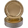 SILVER SPOONS Disposable Charger Plates - 10 Pack, 13" Gold Elegant Dinner Plates For Parties & Events