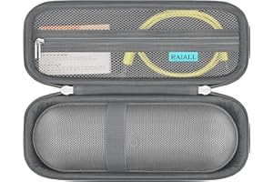 RAIALL Carrying Case for Beats Pill x Kim Kardashian - Wireless Bluetooth Speaker, Beats Pill Speaker Portable Case Holder, Extra Mesh Pocket for Charging Cables, Grey
