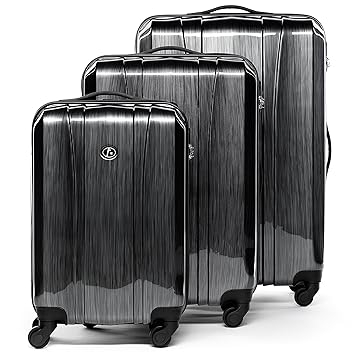 FERGÉ Kofferset 3-teilig Hartschale Dijon Silber Rollkoffer Reise-Koffer Set 55 cm 65 cm 77 cm XL 3er Hartschalenkoffer Troll