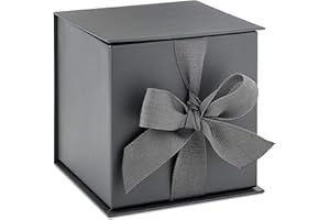 Hallmark Small Gift Box with Bow and Shredded Paper Fill (Gray 4 inch Gift Box) for Weddings, Graduations, Birthdays, Father's Day, Groomsmen Gifts, All Occasion