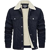 TACVASEN Men's Corduroy Jacket Fleece Sherpa Lined Winter Coats Warm Cotton Casual Trucker Cargo Jacket with Multi Pockets