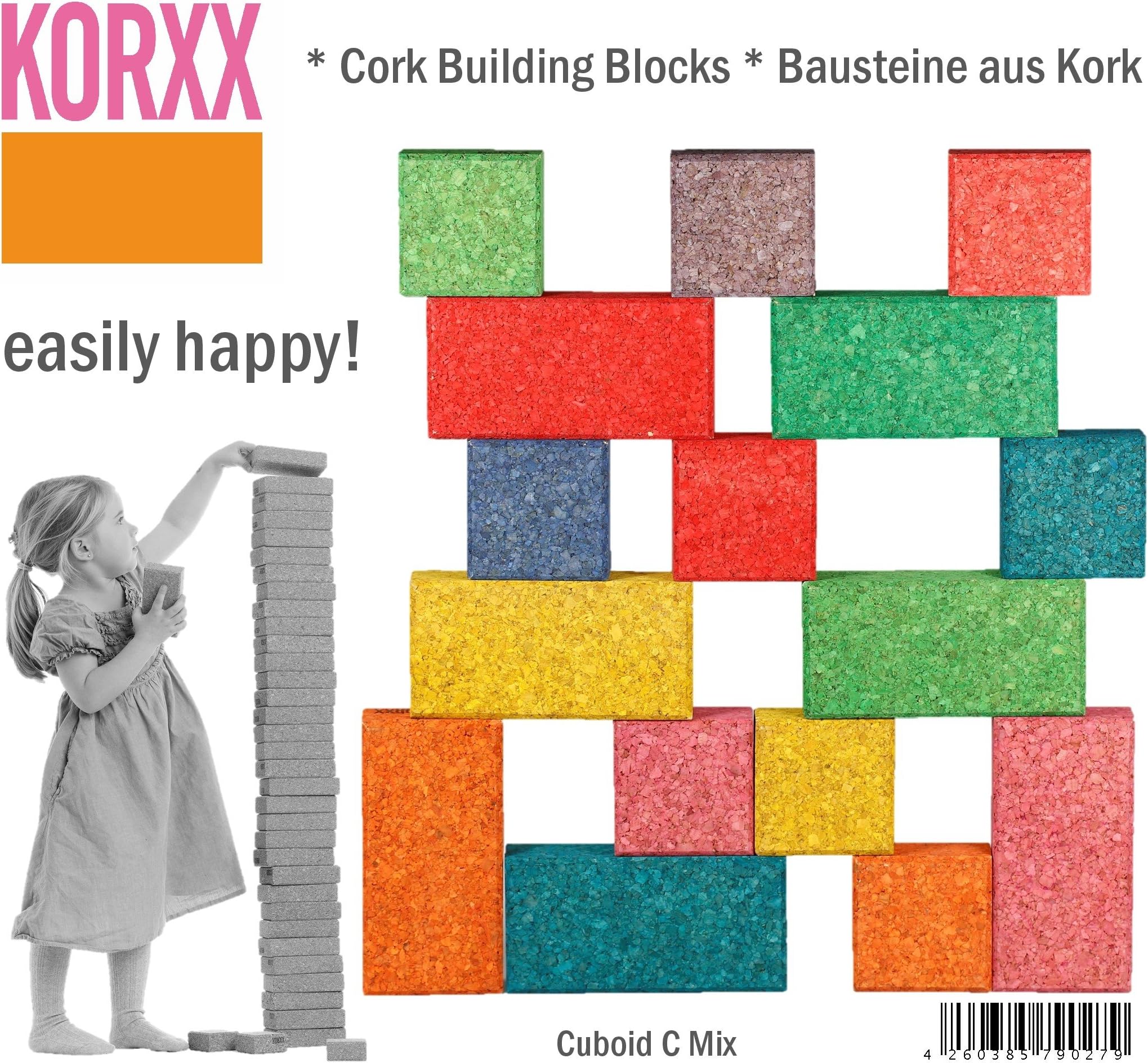 Korxx Korxx4260385790279 860 g Cuboid Mix Coloured Building Block in Bag (19-Piece)