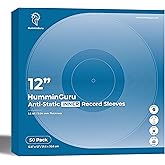 HumminGuru Vinyl Record Inner Sleeve 12 Inch, Acid Free & Anti Static Vinyl Sleeves, 1.5Mil Archival HDPE Inner Record Sleeve